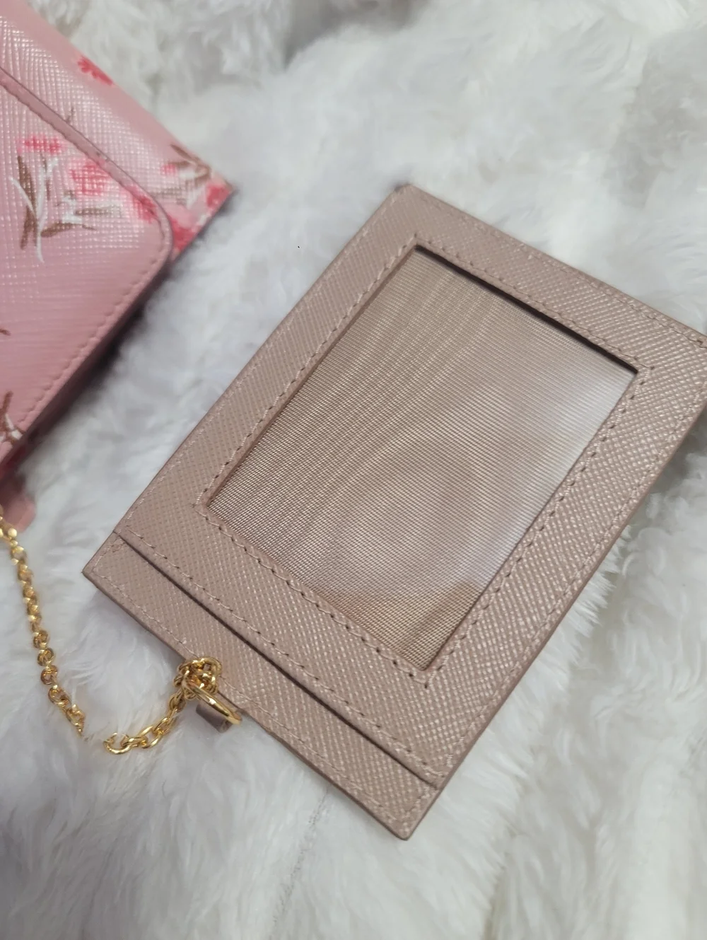 Prada Floral Continental Wallet made from pink Saffiano leather